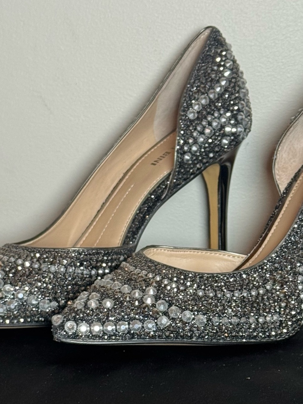 Women's Sparkle Pointed Toe High Heels - Gianna Bini Silver Crystal Embellished